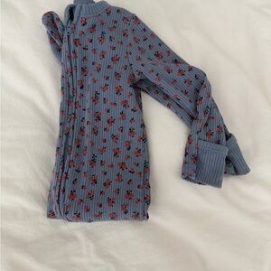 Floral Ribbed Footie w/ Mittens